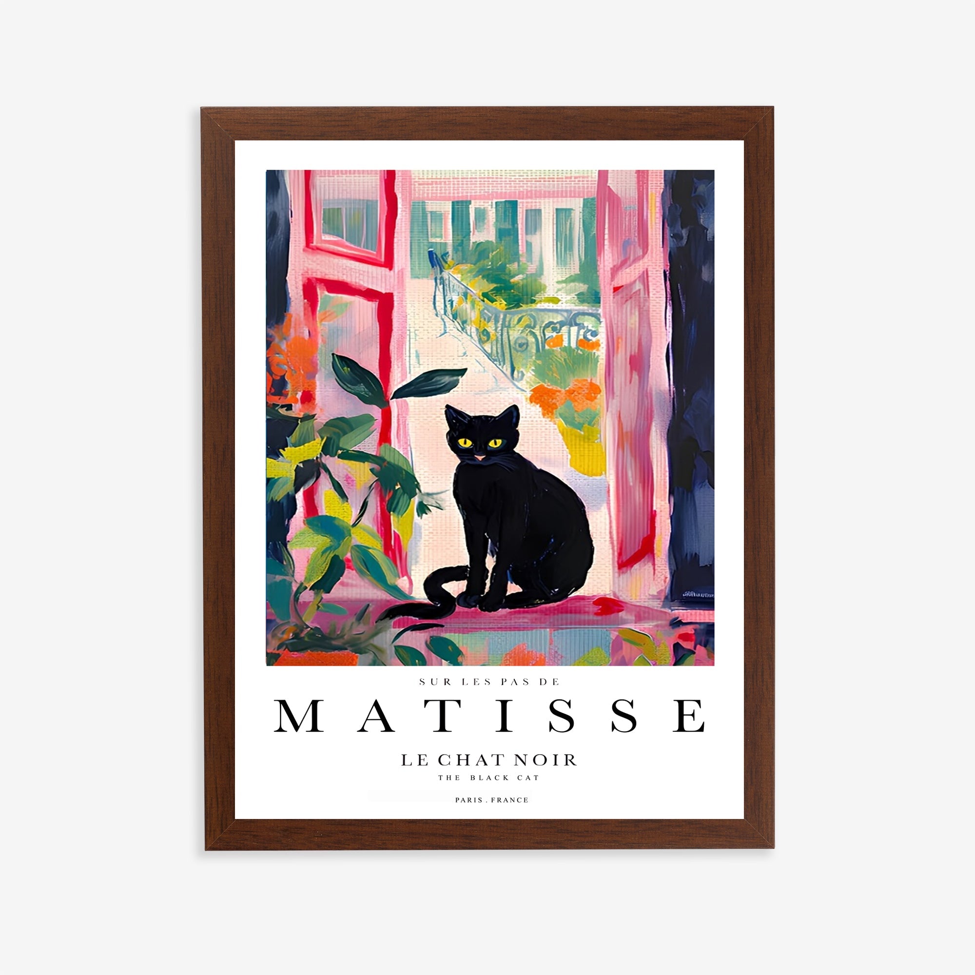 Matisse inspired black cat art print