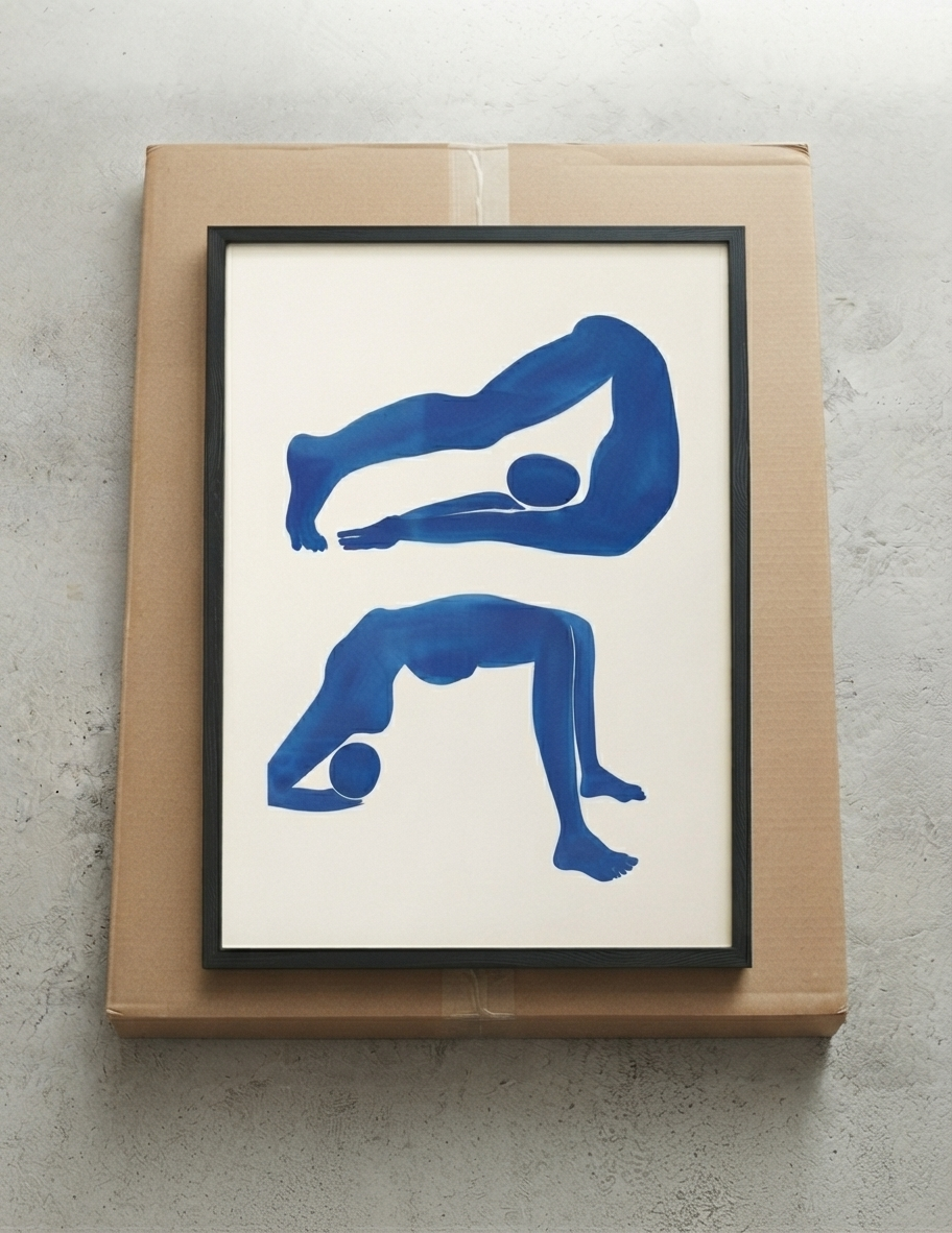 Contemporary Blue Abstract Figurative Wall Art Poster