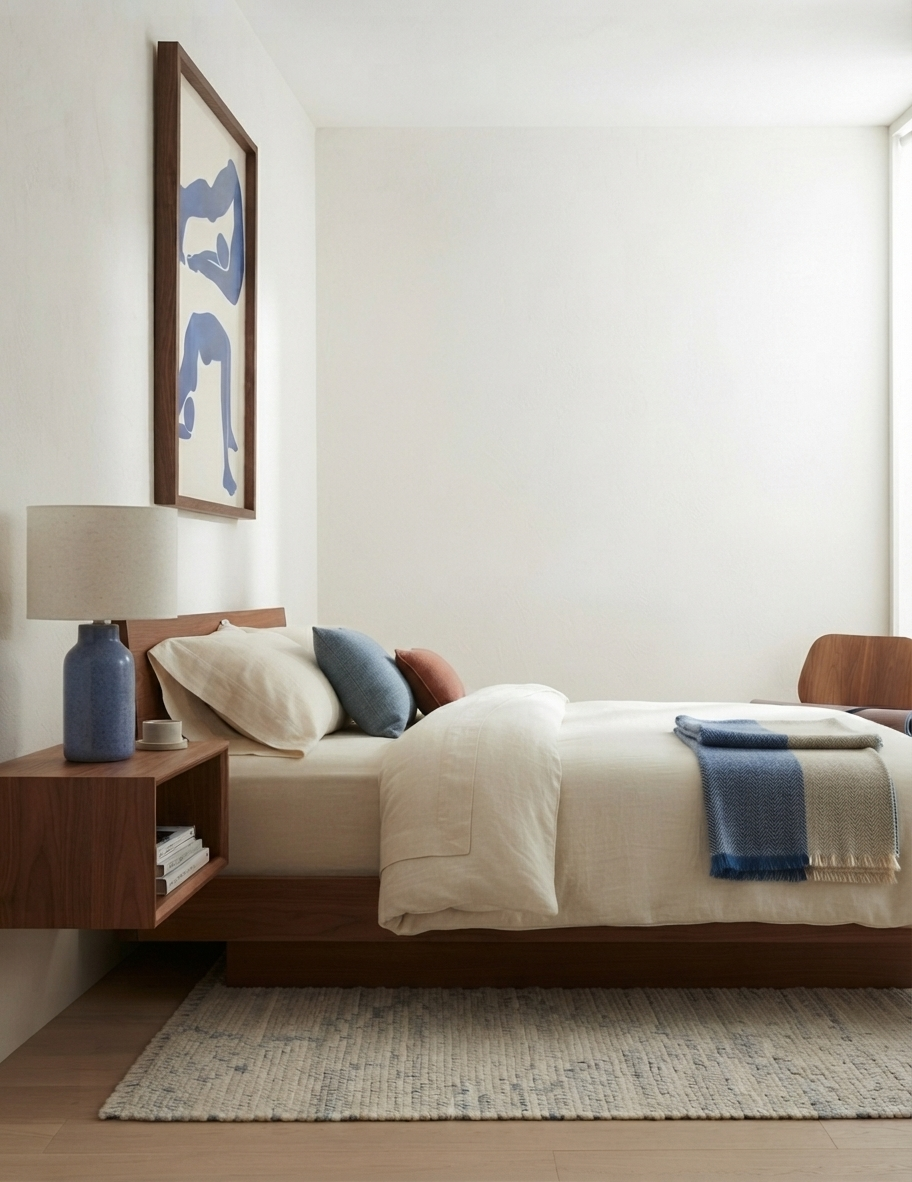 Contemporary Blue Abstract Figurative Wall Art Poster