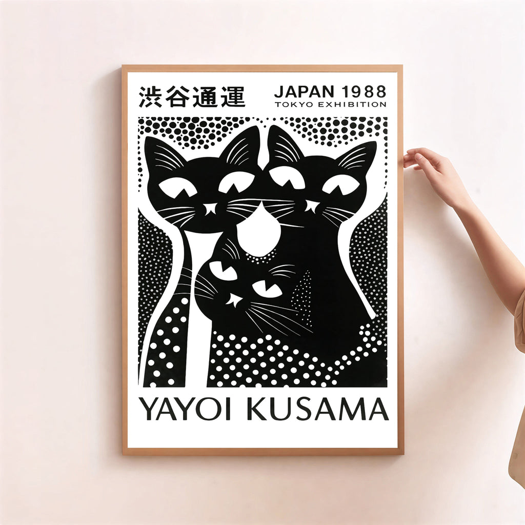 Black and white cat art print