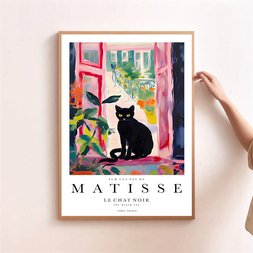 Matisse inspired black cat art print