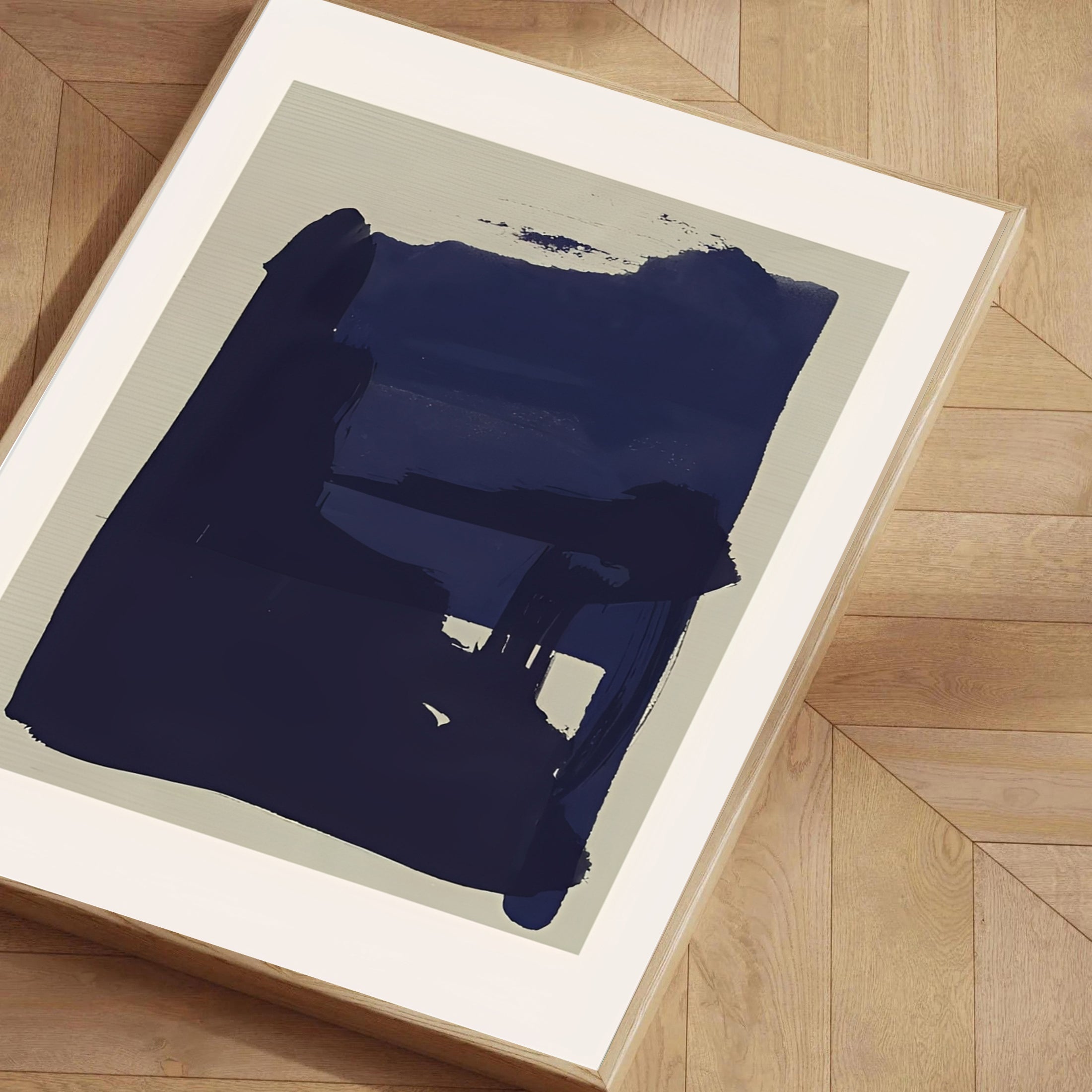 Minimalist Navy Blue Abstract Wall Art Print