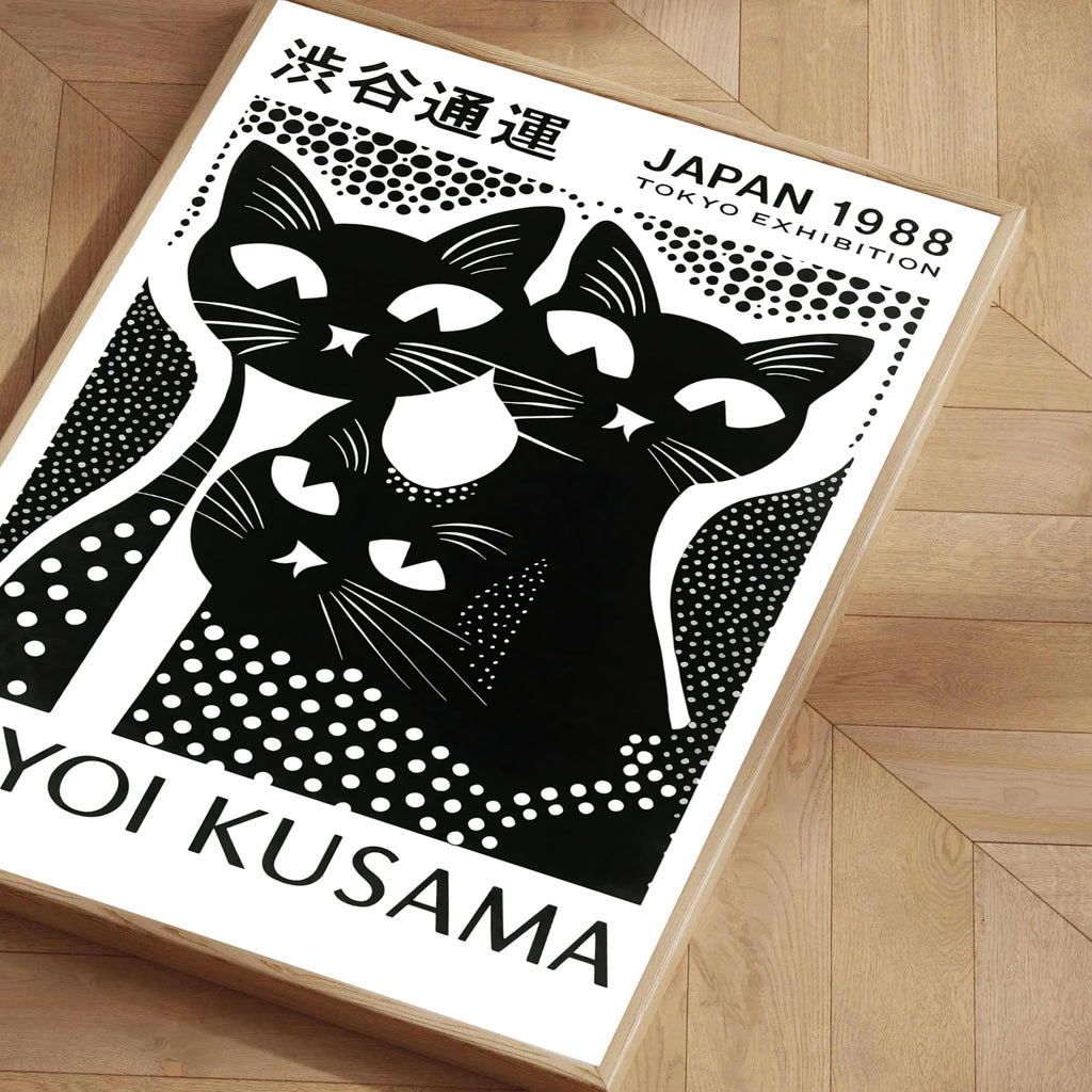 Black and white cat art print