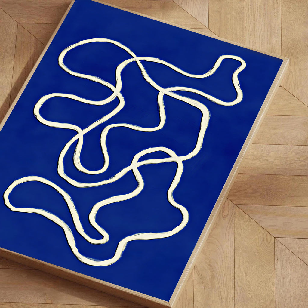Blue abstract wall art print