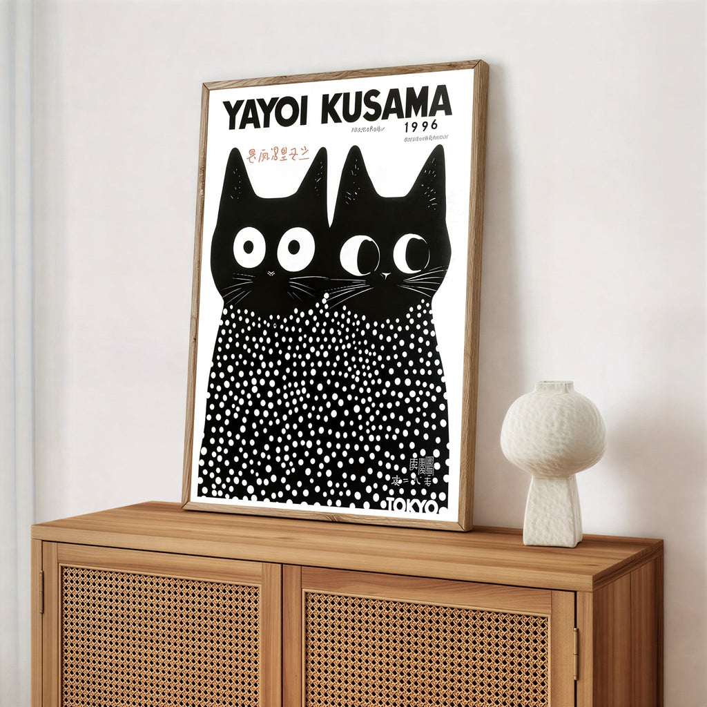 Yayoi Kusama Cat Print Poster (1996) – Polka Dot Art Wall Decor