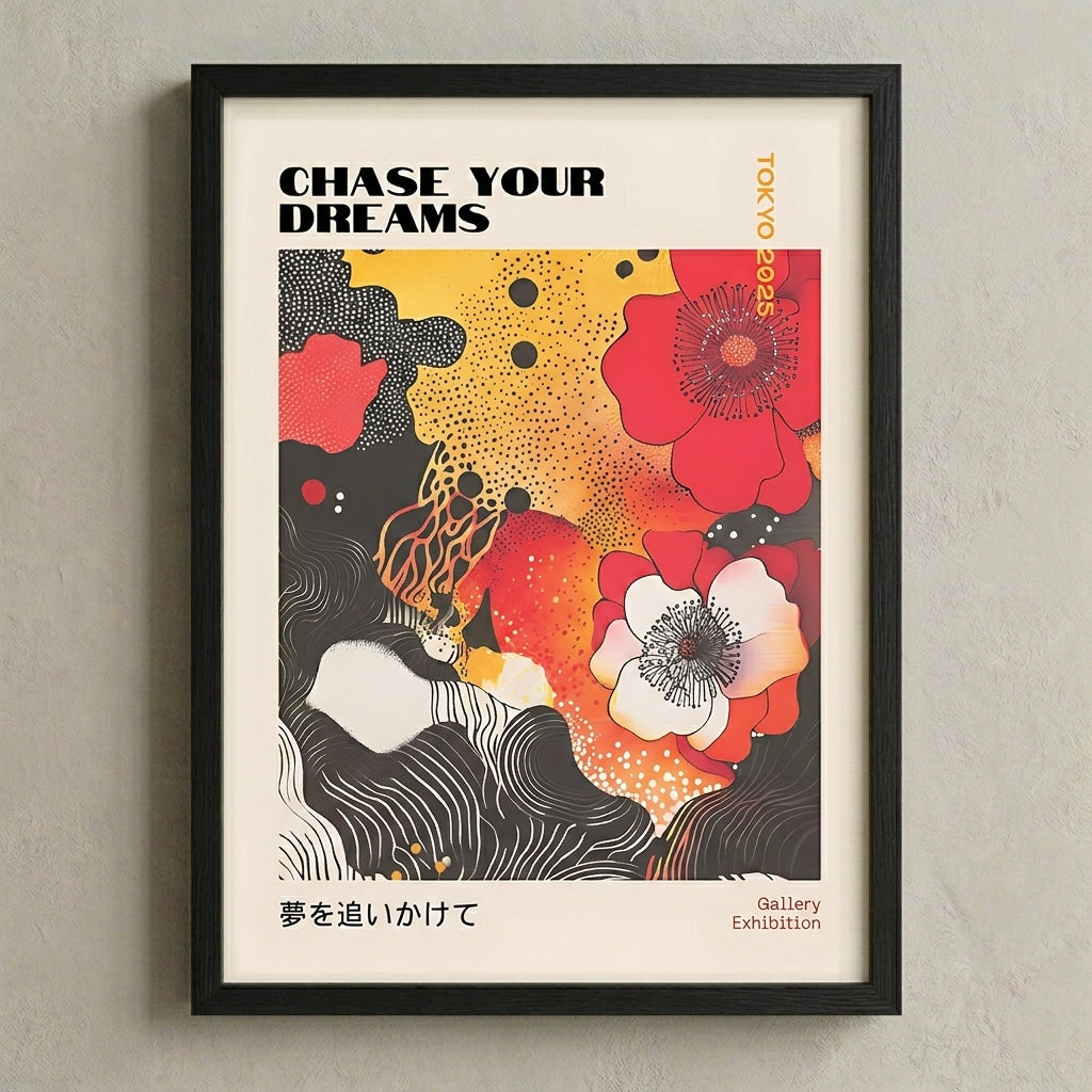 Japanese Graphic Poppy Art Print