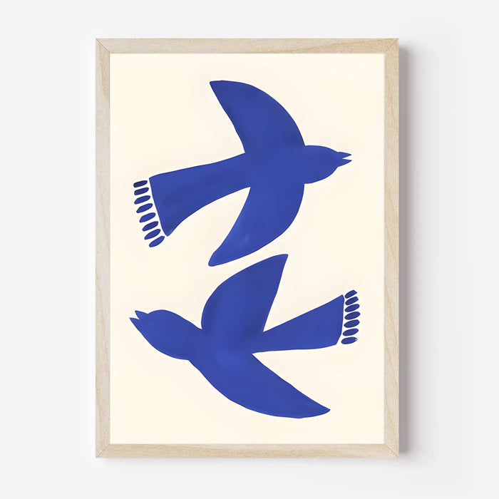 Minimalist Blue Bird Wall Art Print