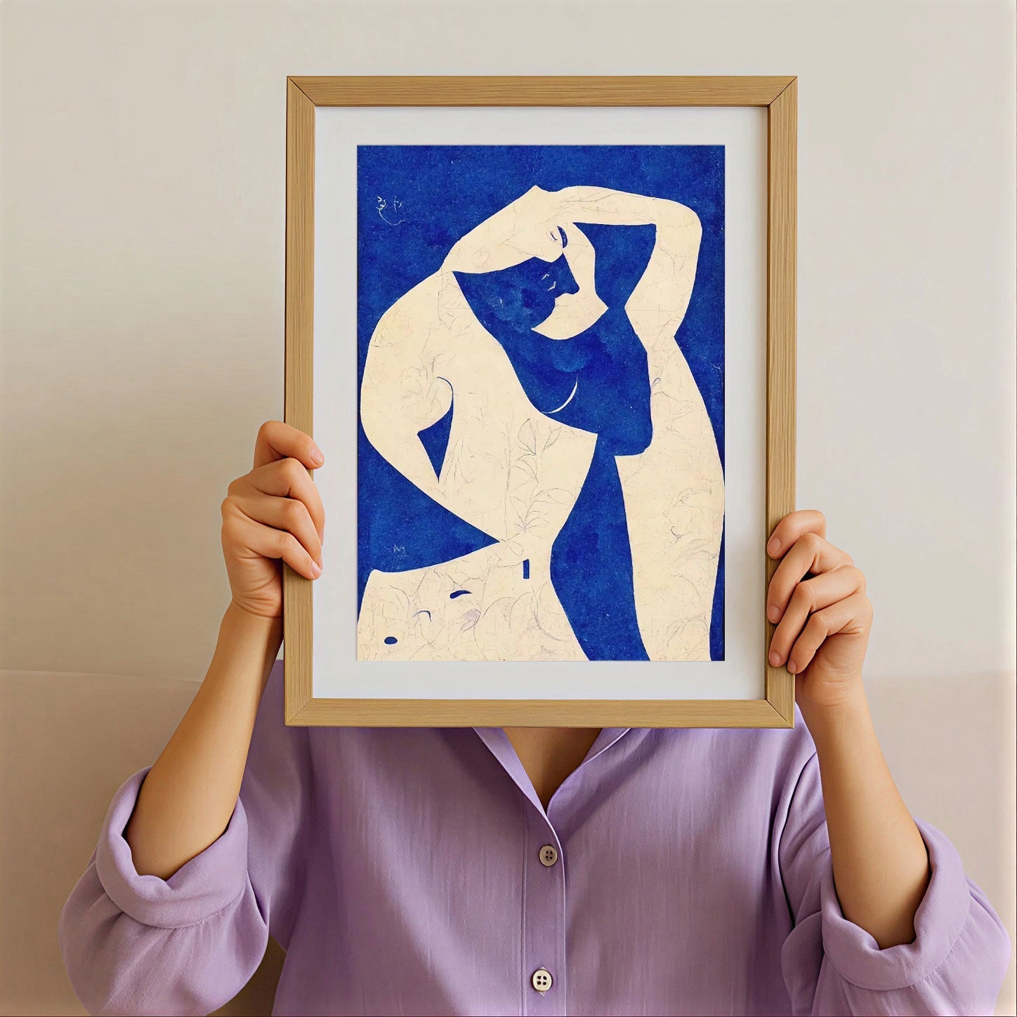 Abstract Blue Nude Wall Art Print
