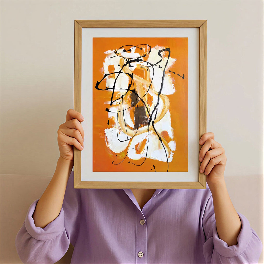 Abstract orange wall art print