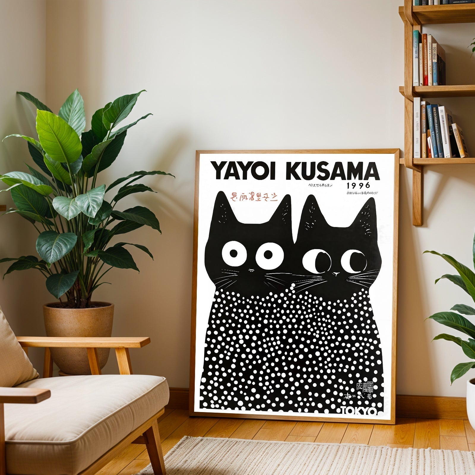 Yayoi Kusama Cat Print Poster (1996) – Polka Dot Art Wall Decor