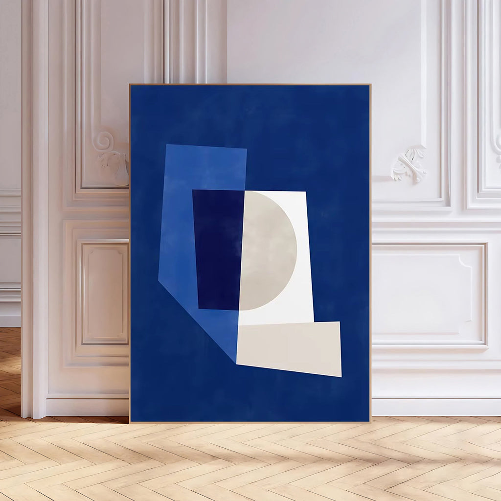 Blue abstract geometric wall art print