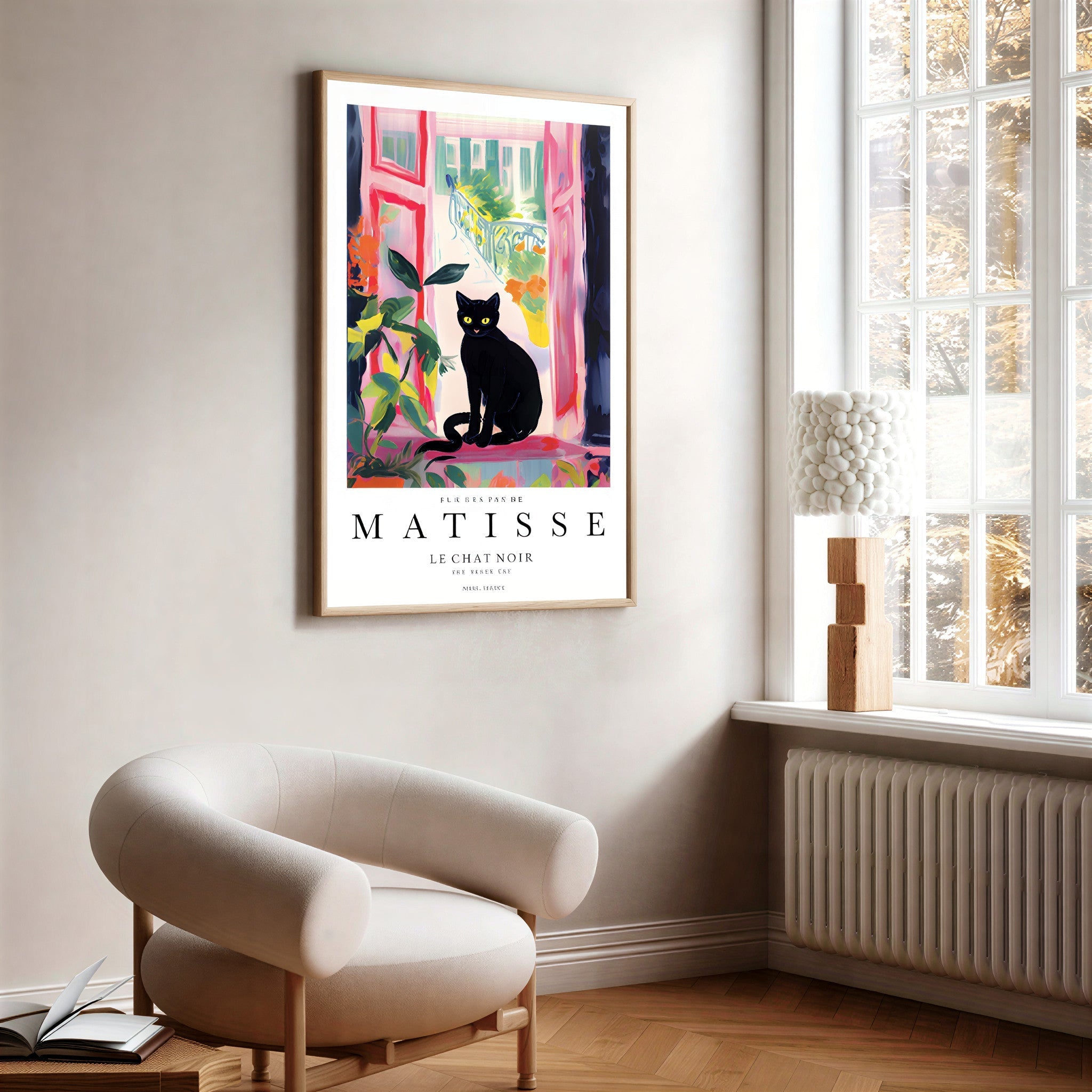 Matisse inspired black cat art print