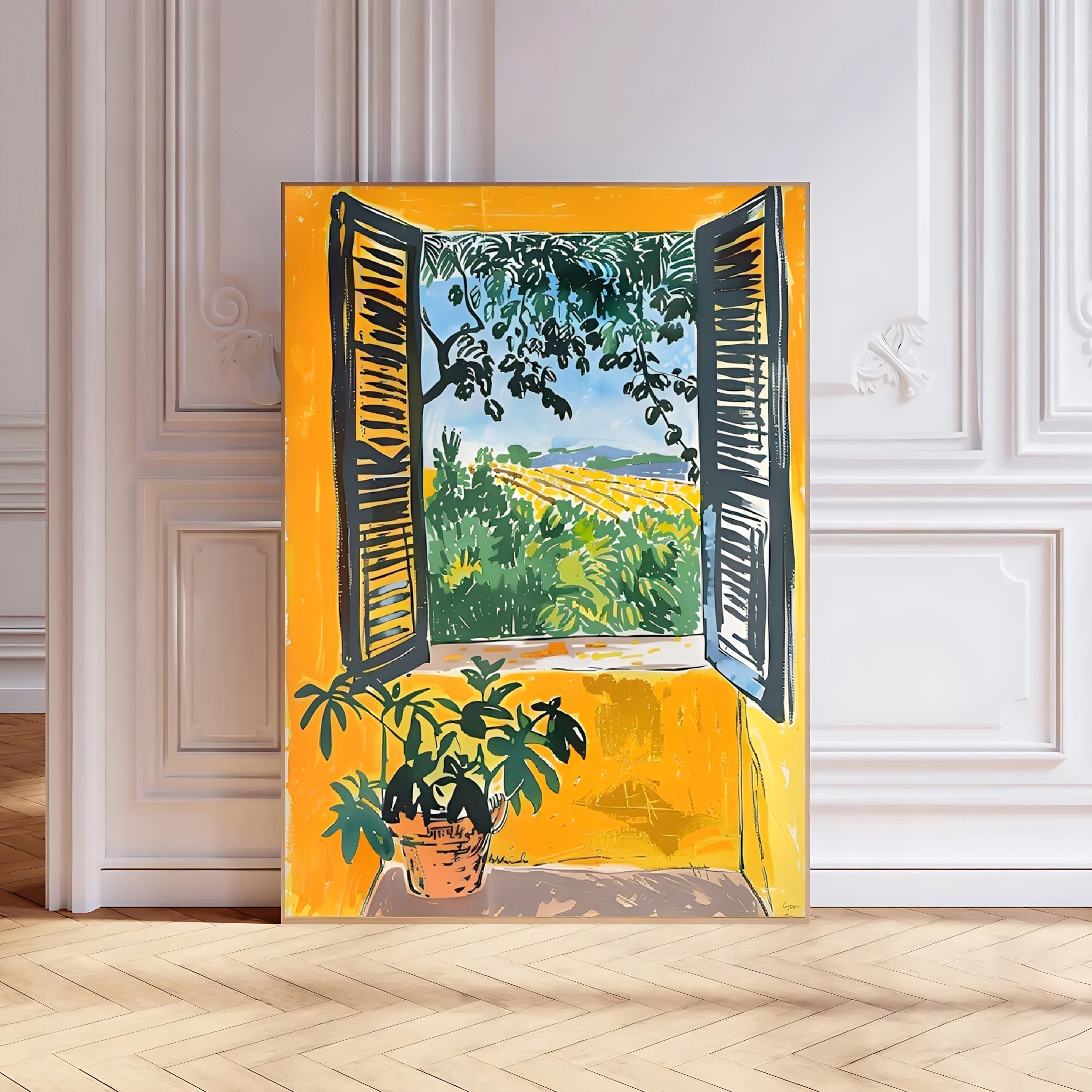 Matisse-inspired window view art print