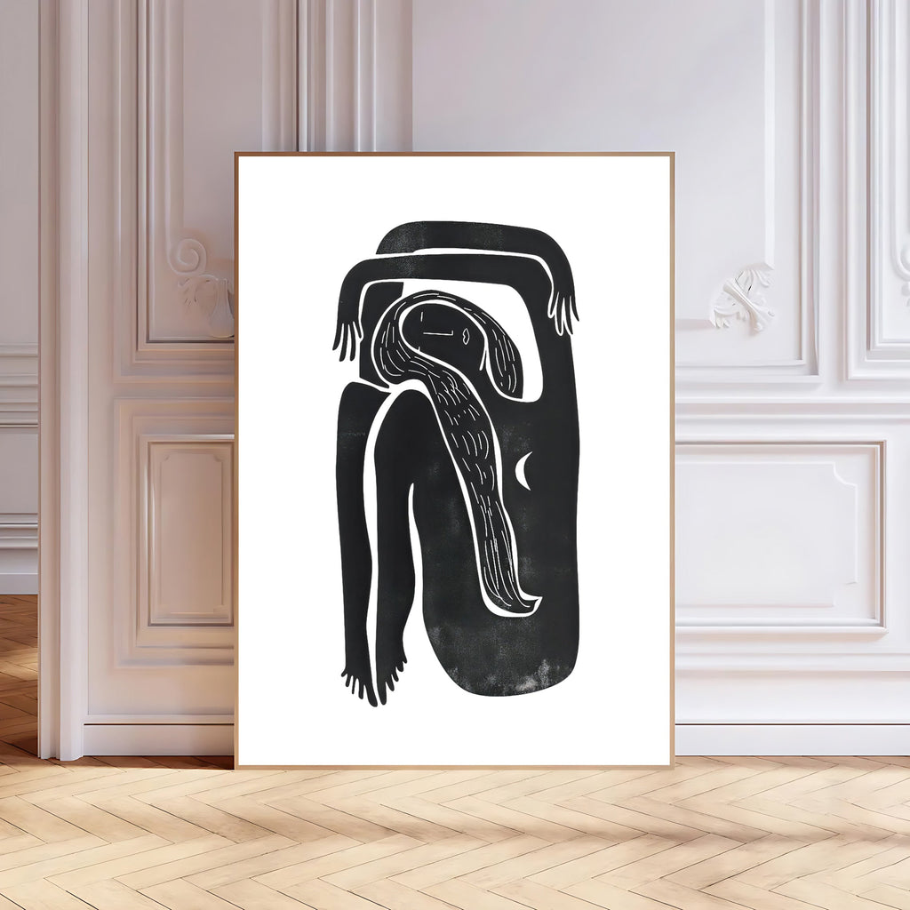 Abstract Minimalist Black Line Art Print