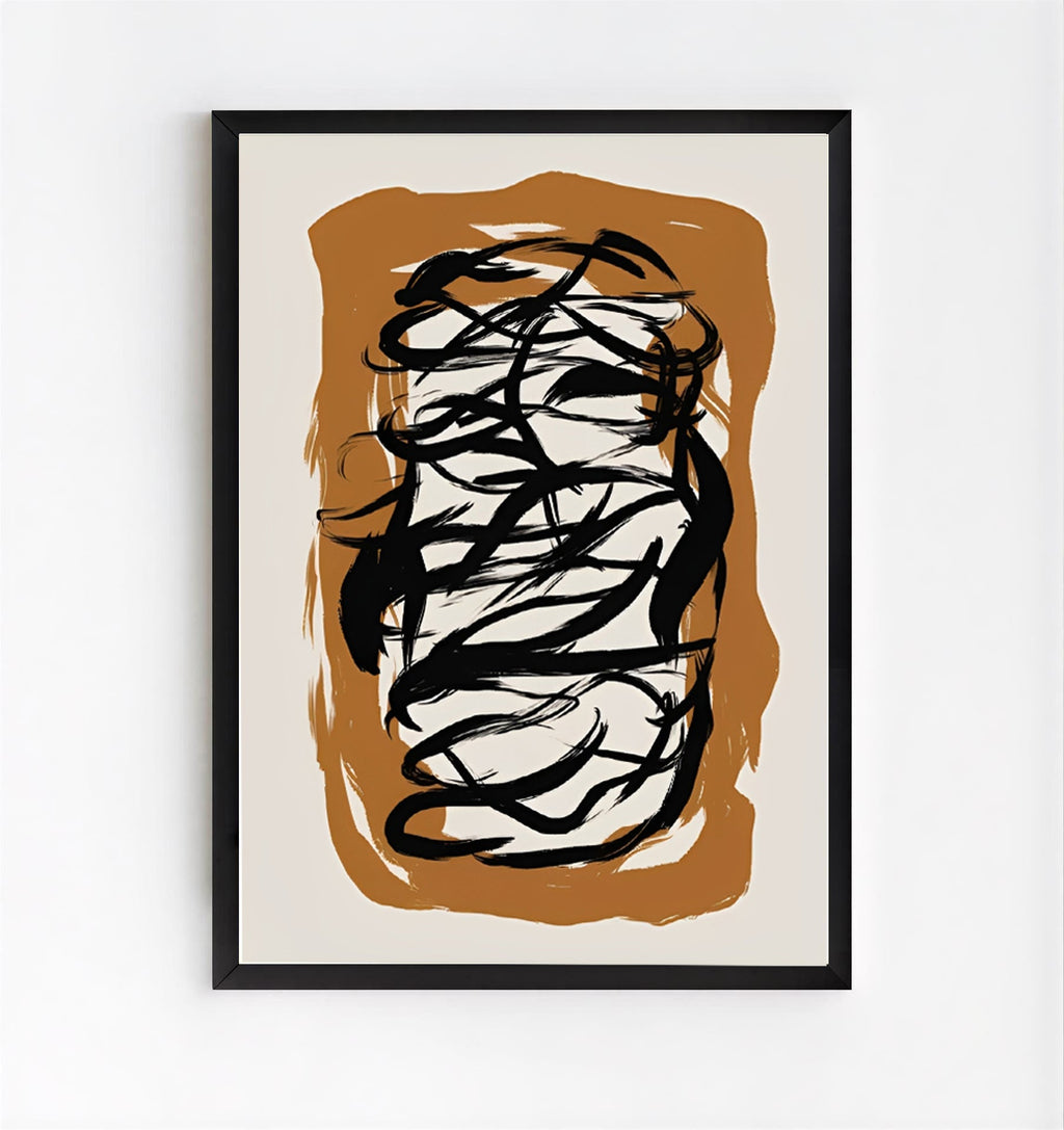 Black Abstract Brush Stroke Wall Art Print