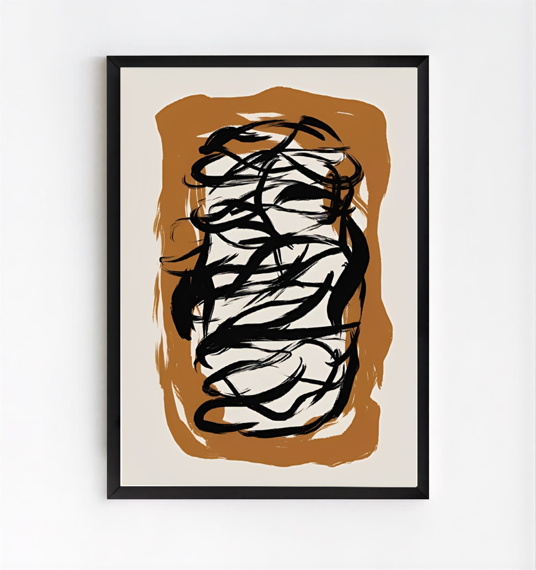 Black Abstract Brush Stroke Wall Art Print