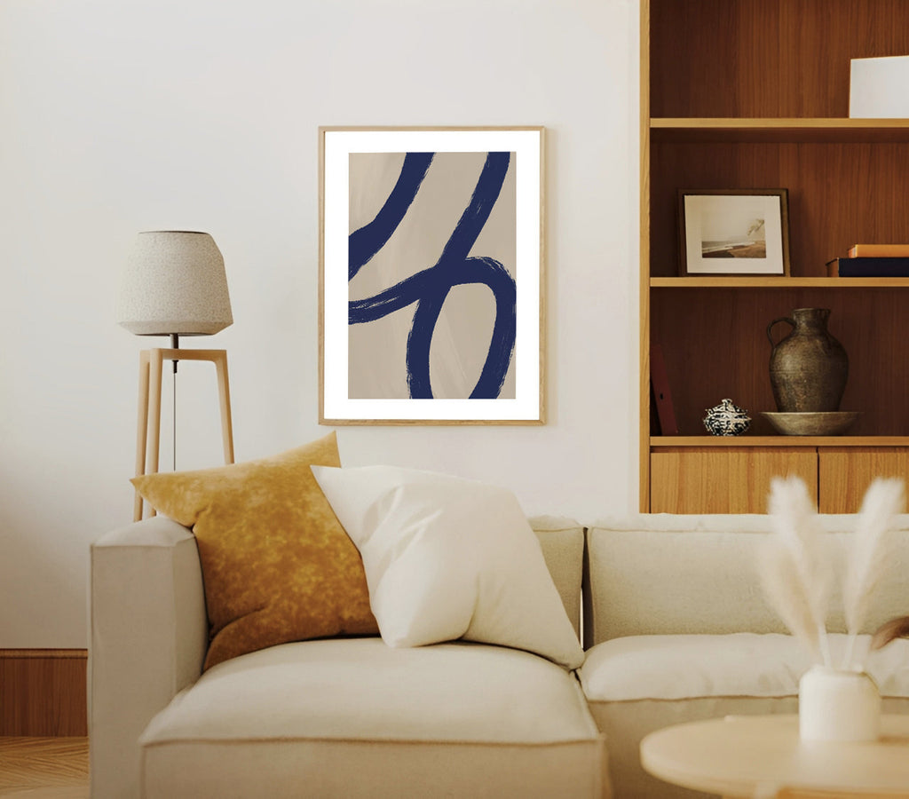 Minimalist abstract navy blue wall art print