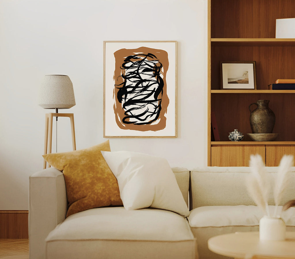 Black Abstract Brush Stroke Wall Art Print