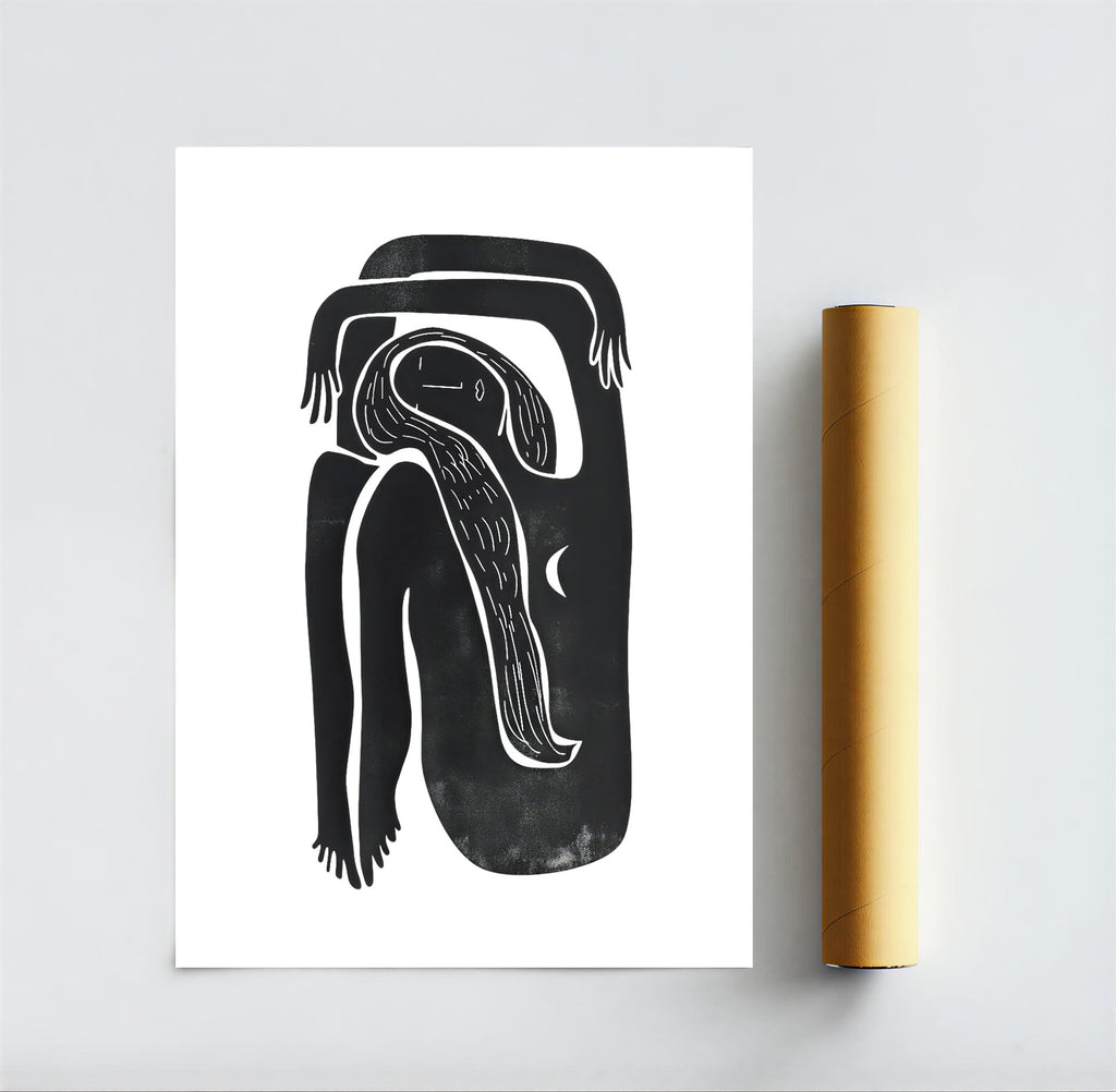 Abstract Minimalist Black Line Art Print