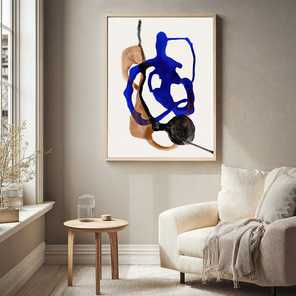 Modern abstract wall art print blue and neutral