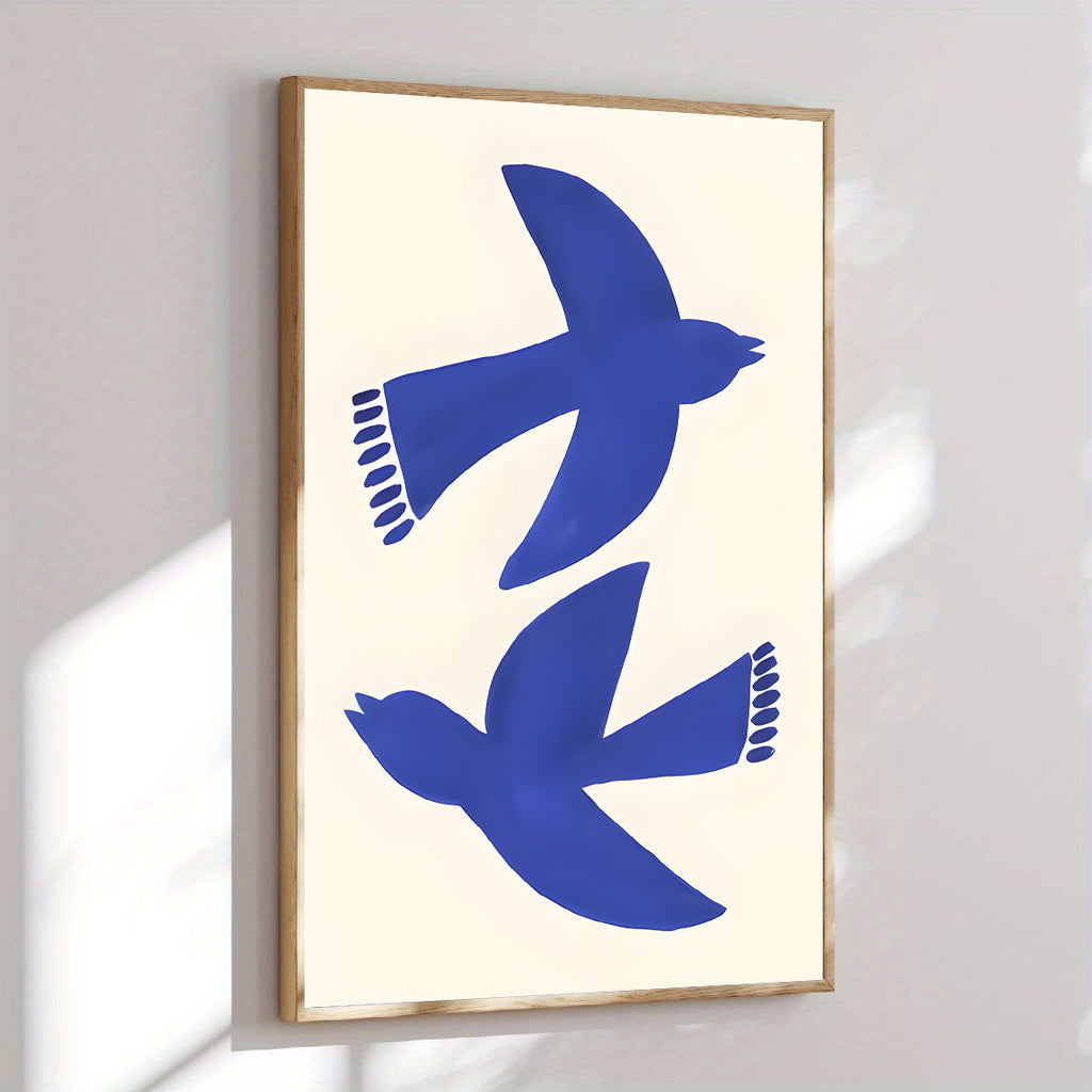 Minimalist Blue Bird Wall Art Print