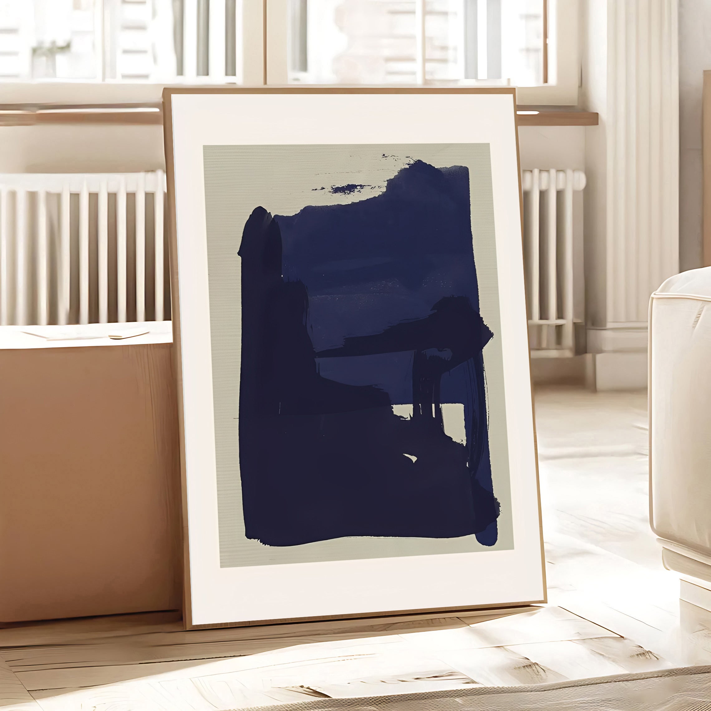 Minimalist Navy Blue Abstract Wall Art Print