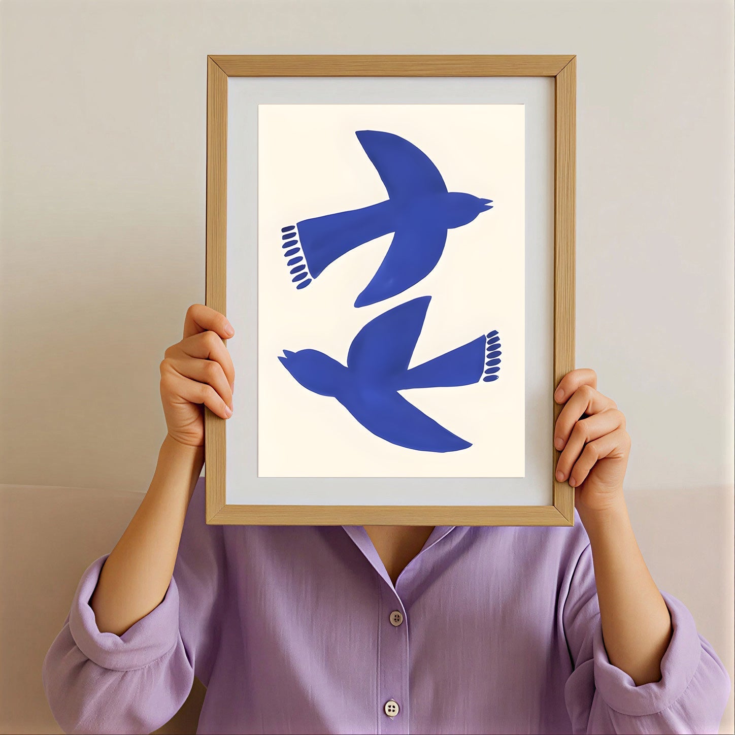 Minimalist Blue Bird Wall Art Print