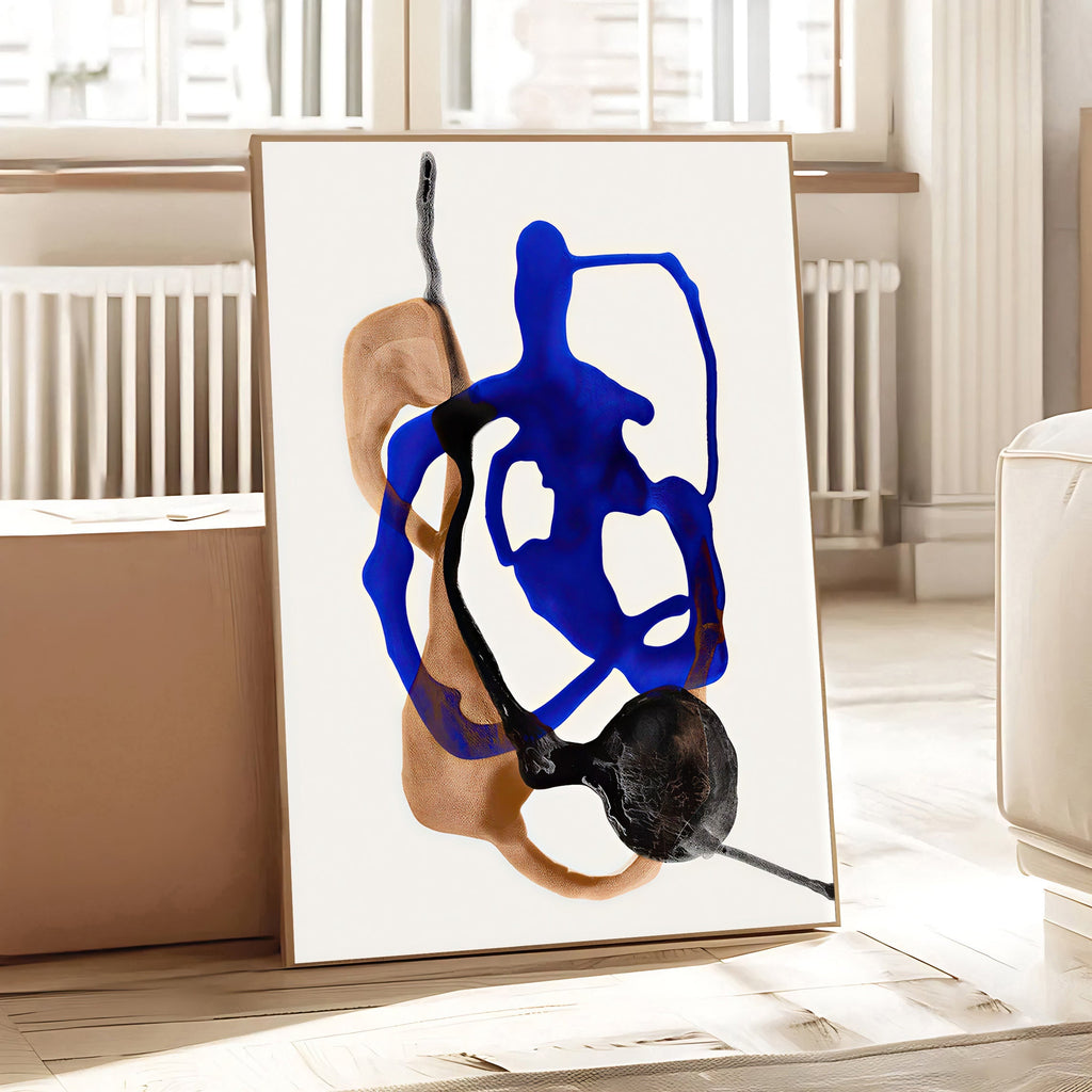 Modern abstract wall art print blue and neutral