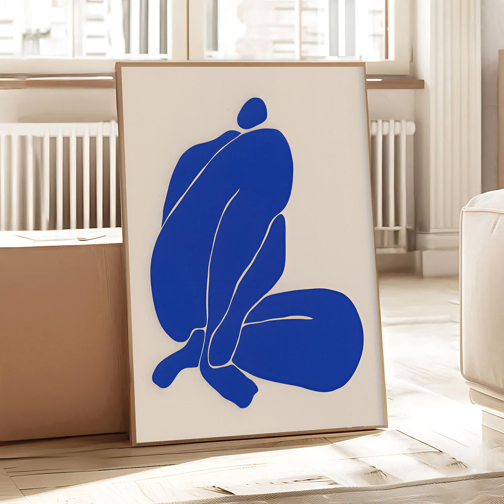 Blue Abstract Figure Wall Art Print