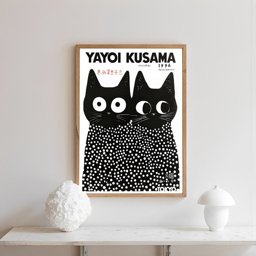 Yayoi Kusama Cat Print Poster (1996) – Polka Dot Art Wall Decor
