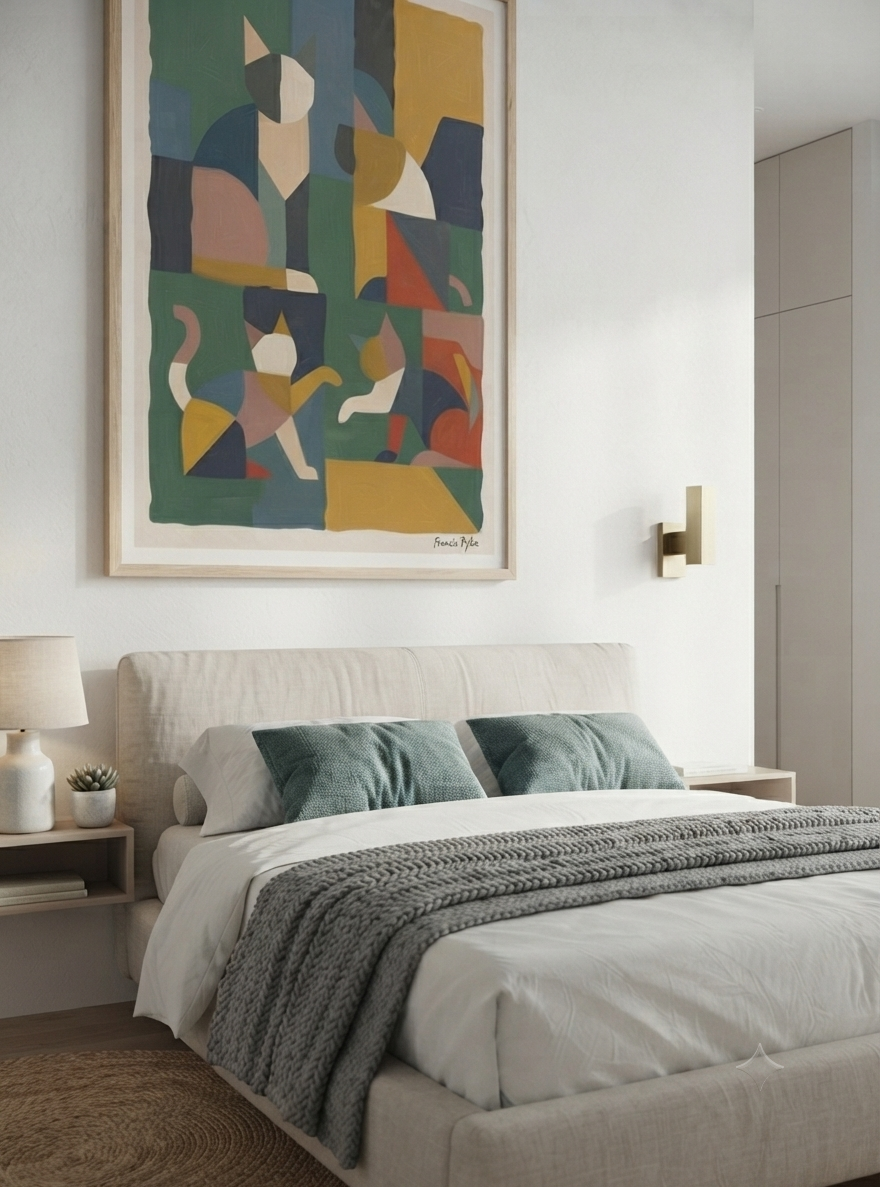 Mid-Century Modern Geometric Cat Acrylic Poster