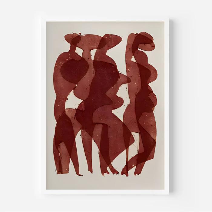 Red Tones Abstract Figurative Art Print