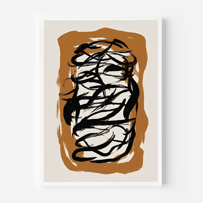 Black Abstract Brush Stroke Wall Art Print
