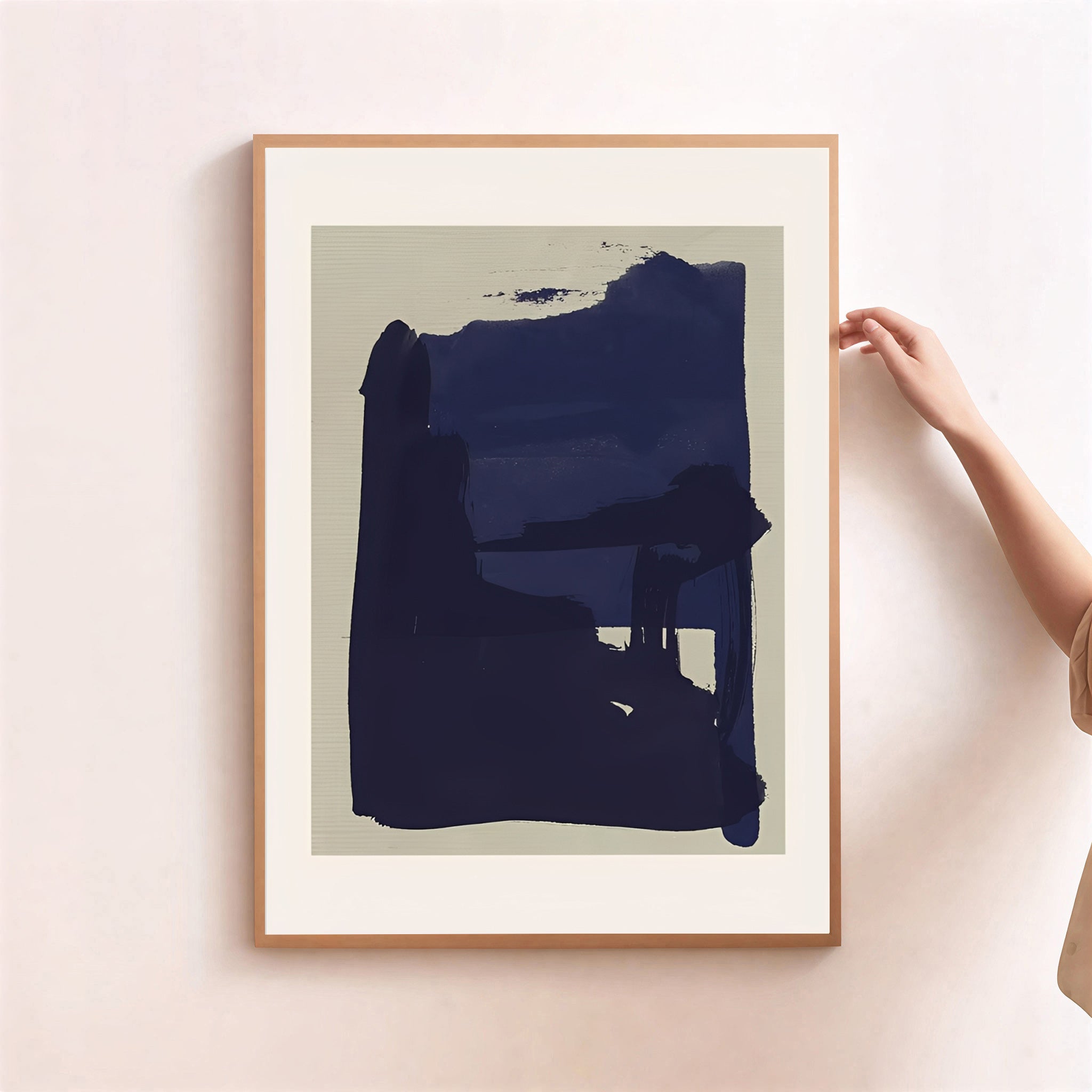 Minimalist Navy Blue Abstract Wall Art Print