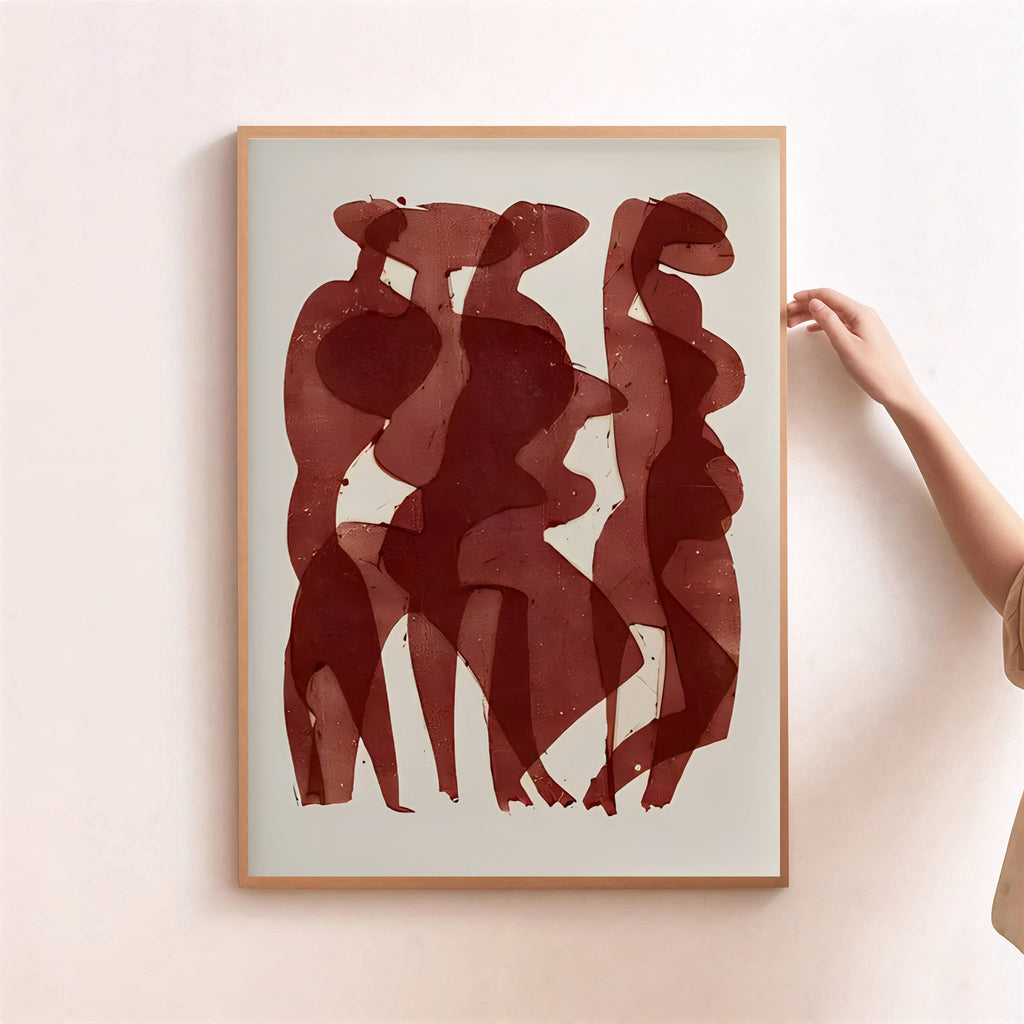 Red Tones Abstract Figurative Art Print