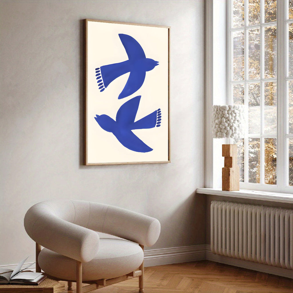 Minimalist Blue Bird Wall Art Print
