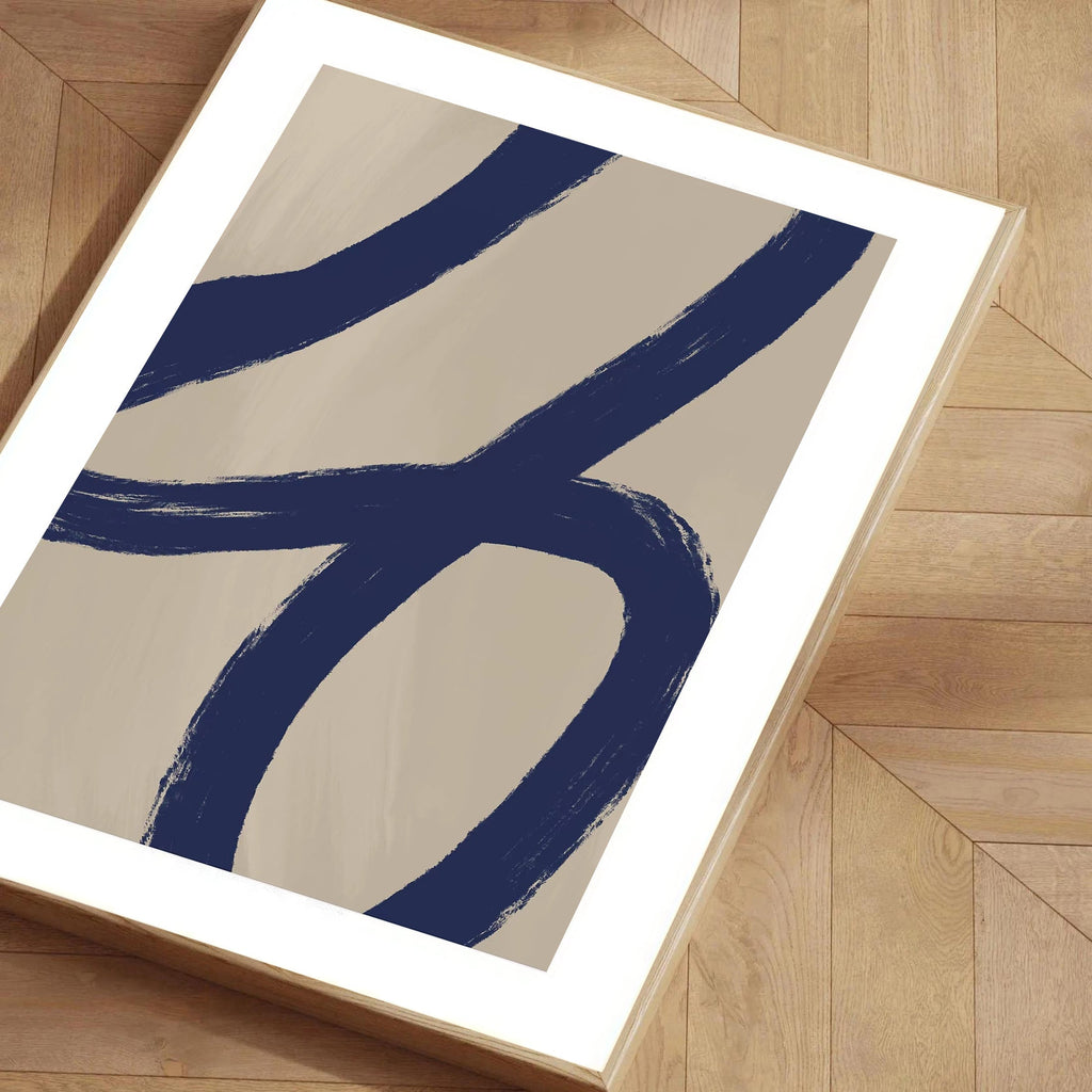Minimalist abstract navy blue wall art print