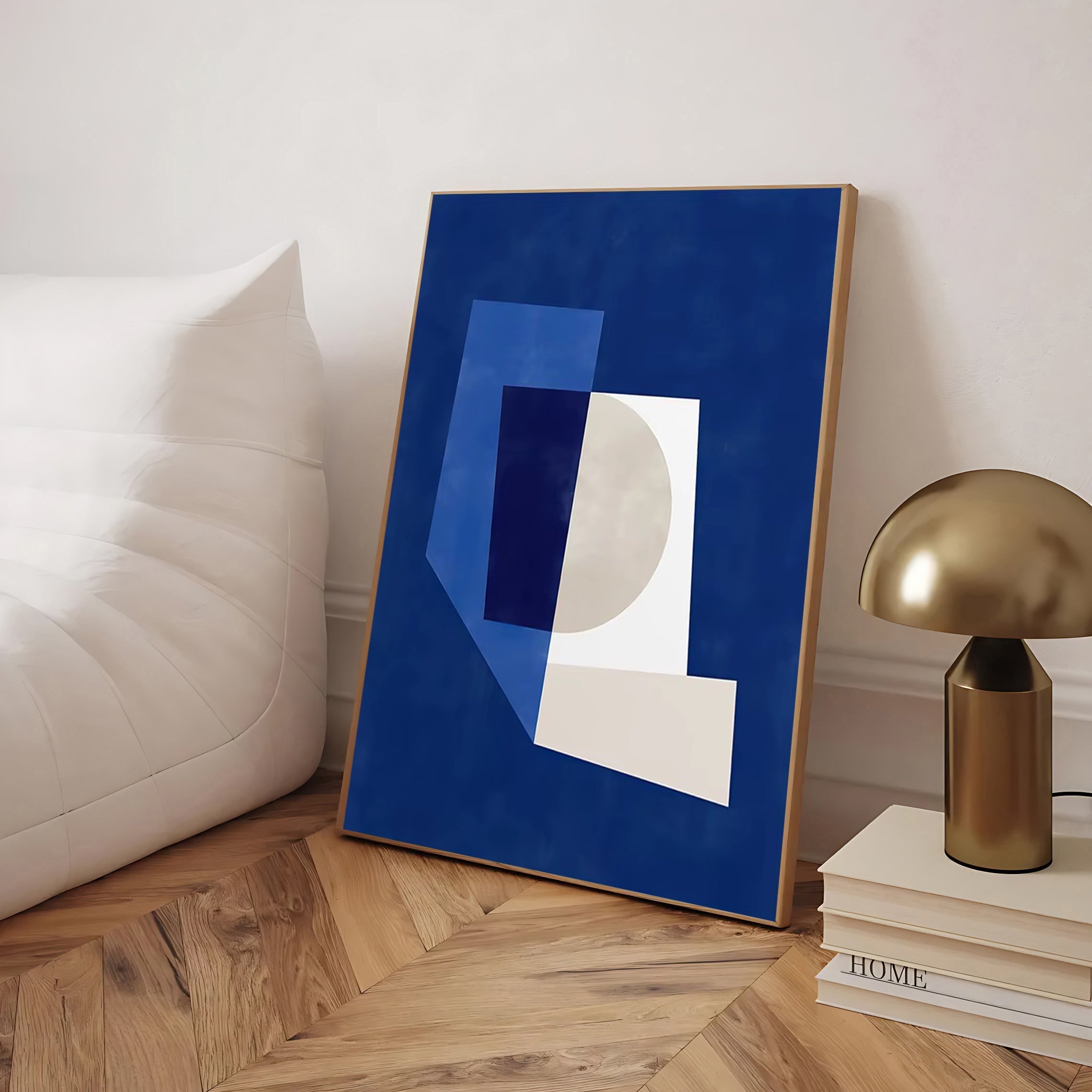 Blue abstract geometric wall art print
