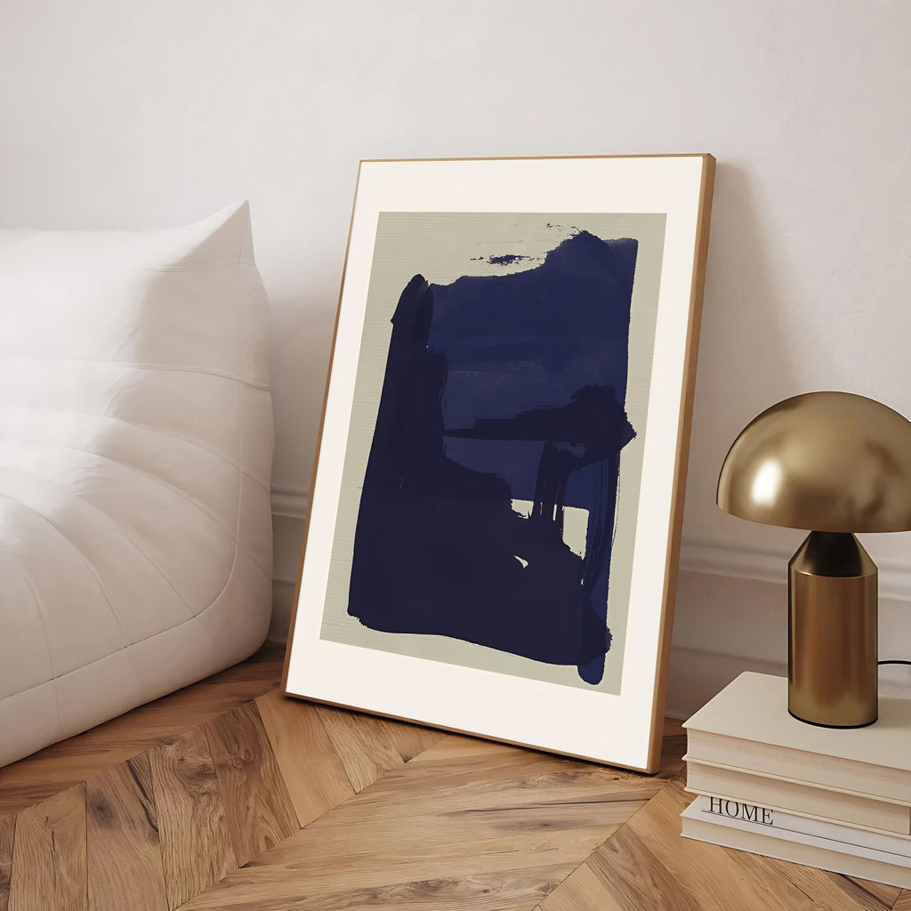 Minimalist Navy Blue Abstract Wall Art Print