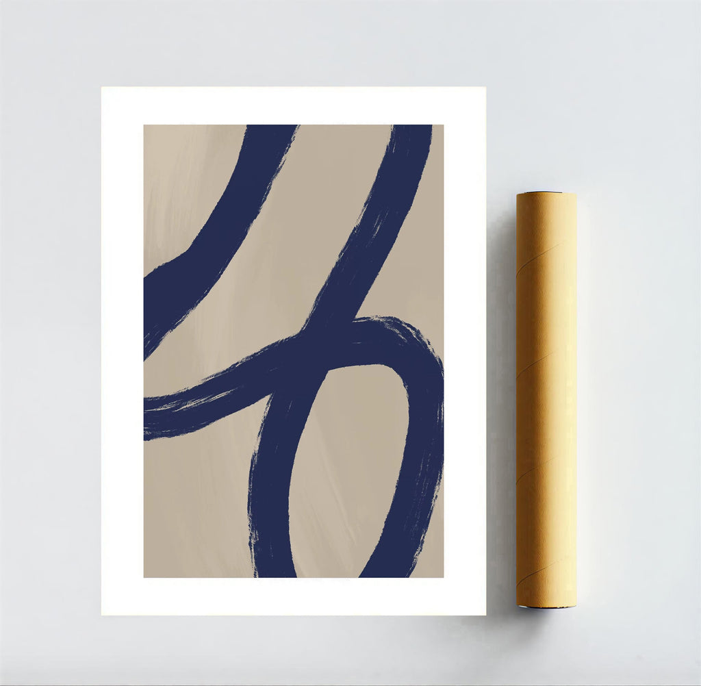 Minimalist abstract navy blue wall art print