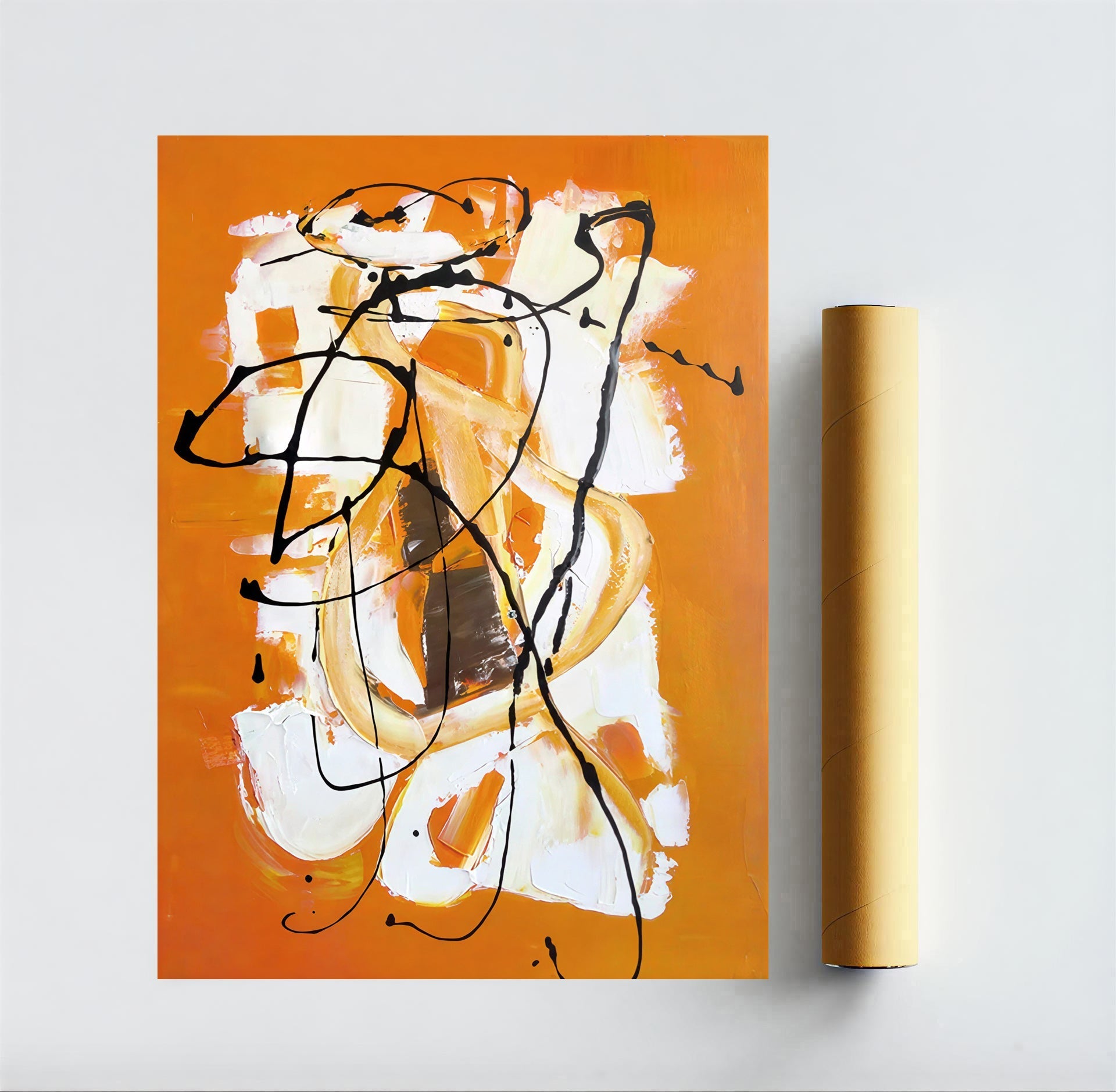 Abstract orange wall art print