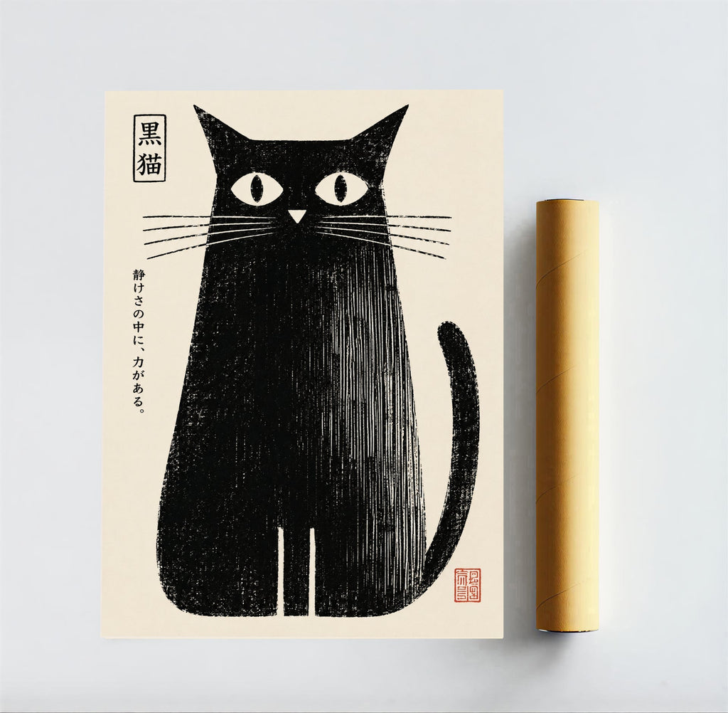 Japanese Black Cat Poster