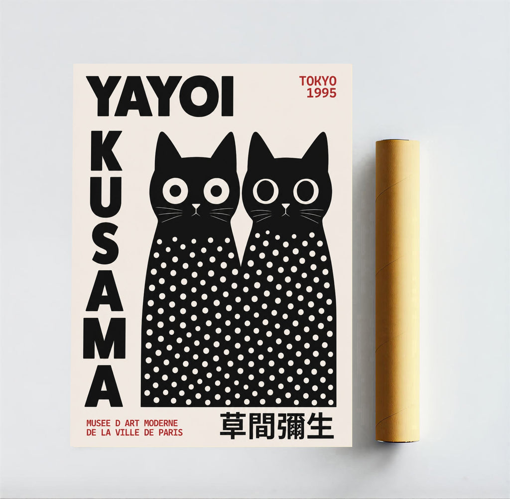 Yayoi Kusama Inspired Black Cat Poster