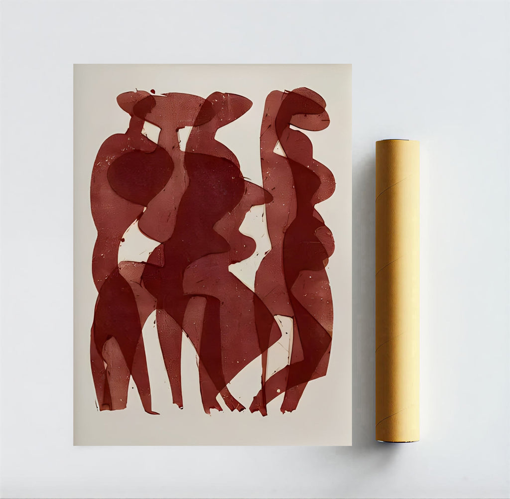 Red Tones Abstract Figurative Art Print