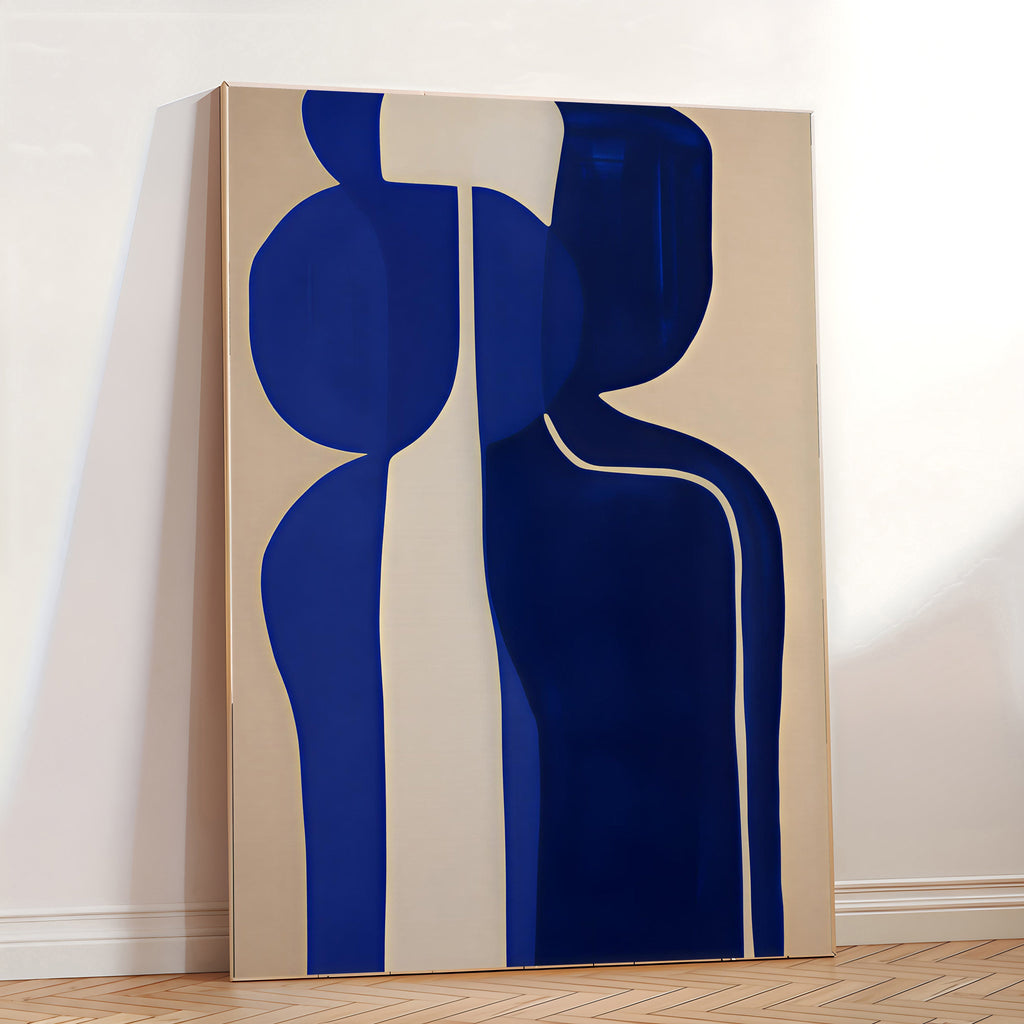 Minimalist blue abstract figure art print