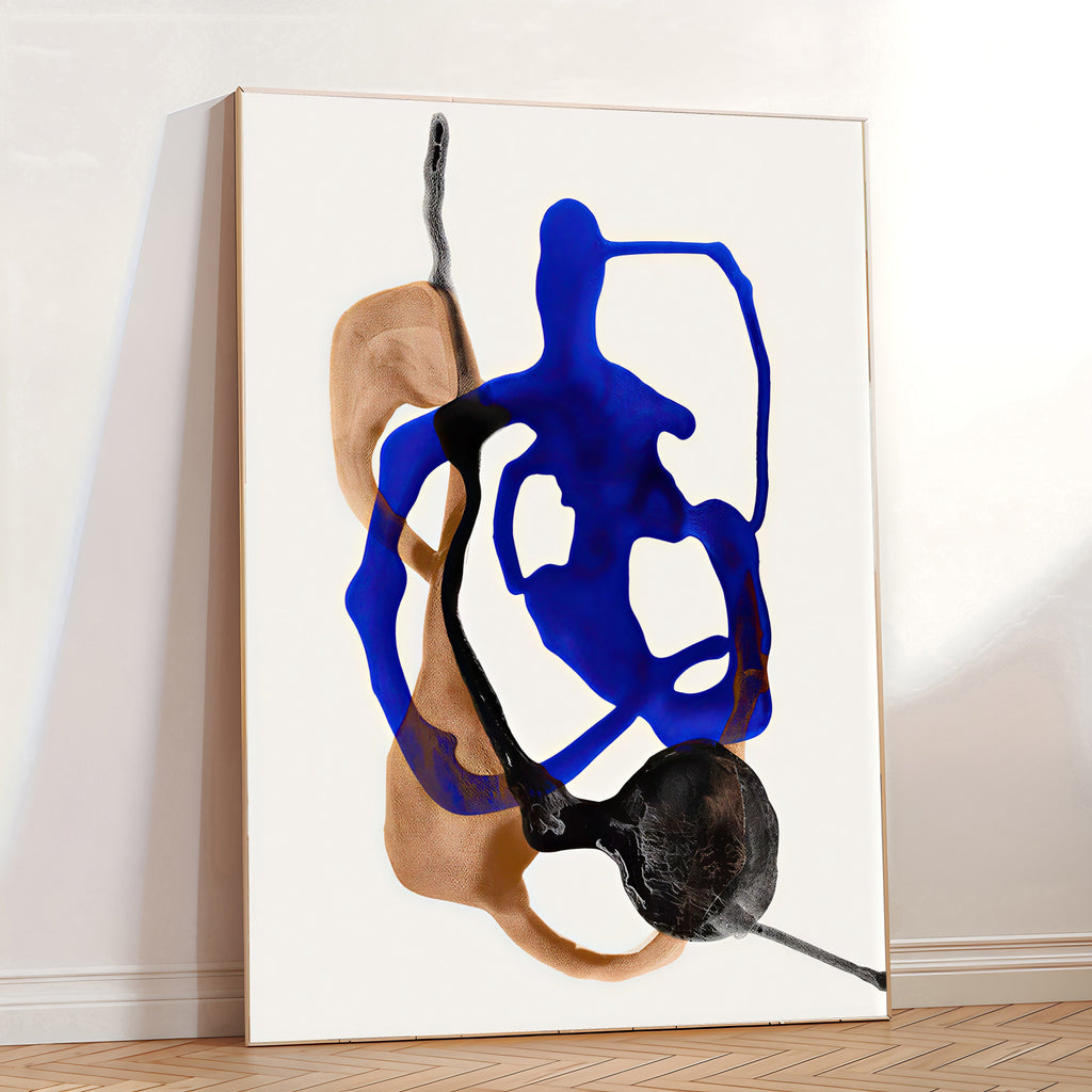 Modern abstract wall art print blue and neutral