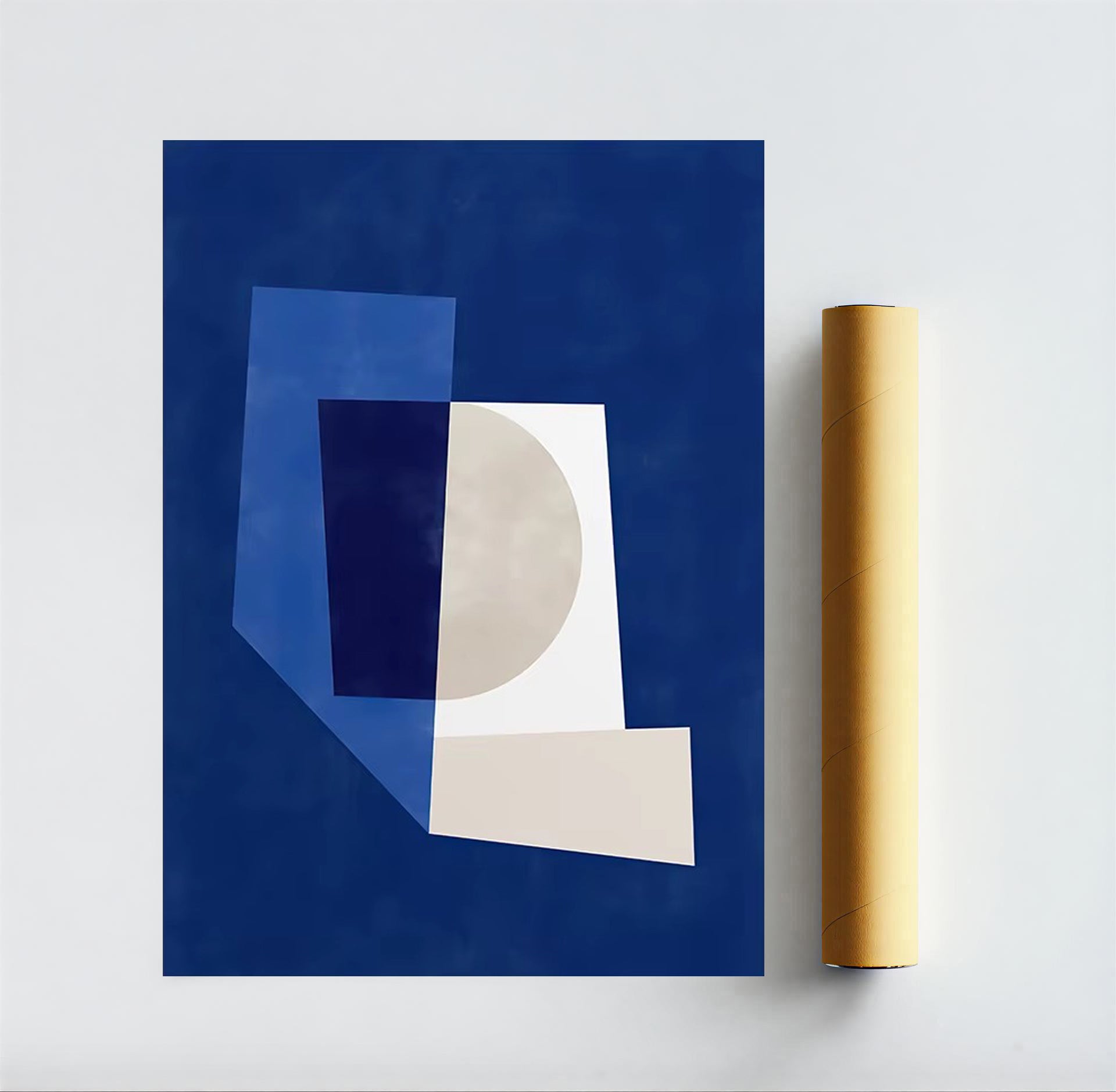 Blue abstract geometric wall art print