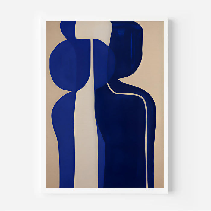 Minimalist blue abstract figure art print