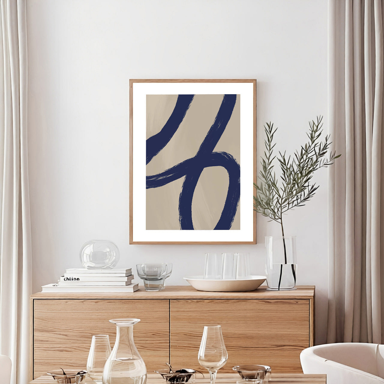 Minimalist abstract navy blue wall art print