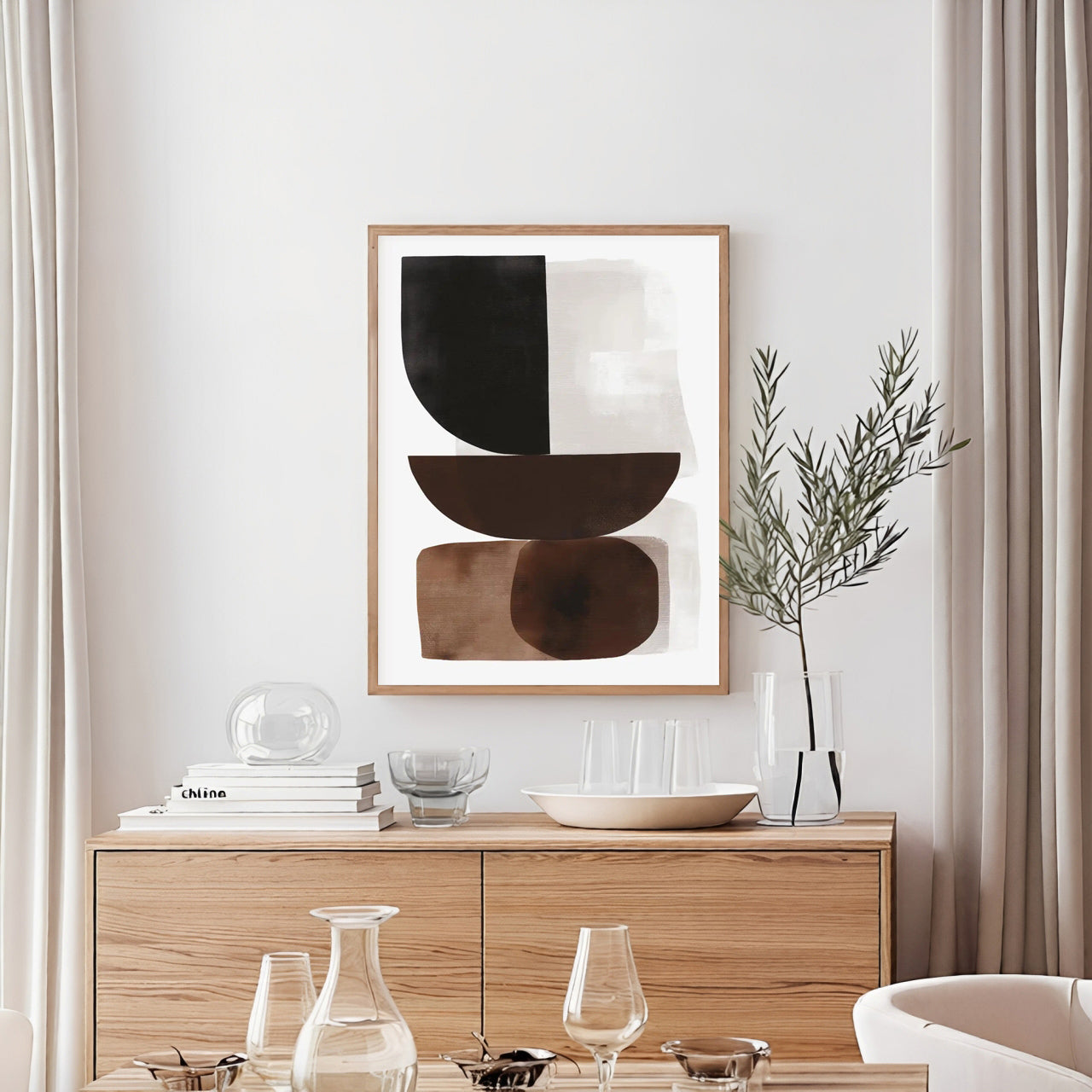Abstract wall art in neutral tones